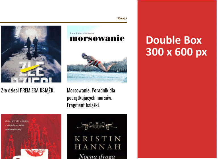Baner reklamowy typu Double Box 300 x 600 px na portalu GazetaSenior.pl