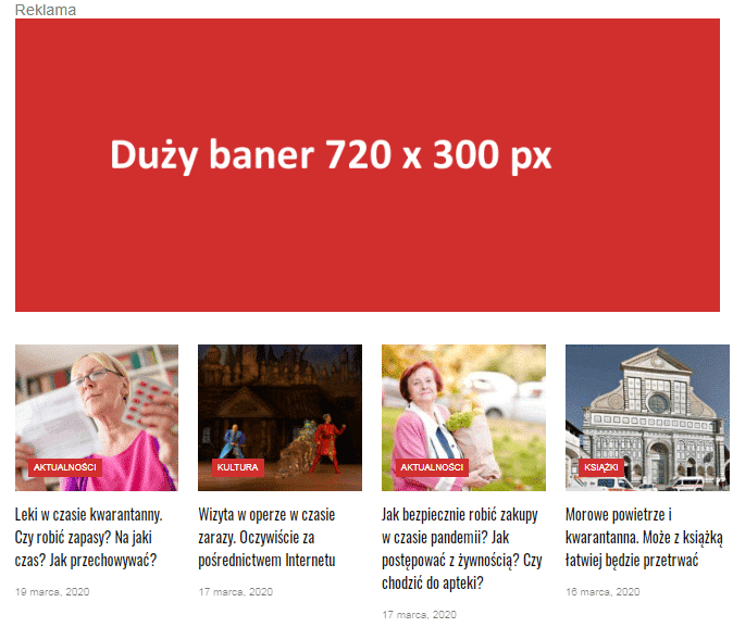 Duży Baner reklamowy 720 x 300 px na portalu GazetaSenior.pl