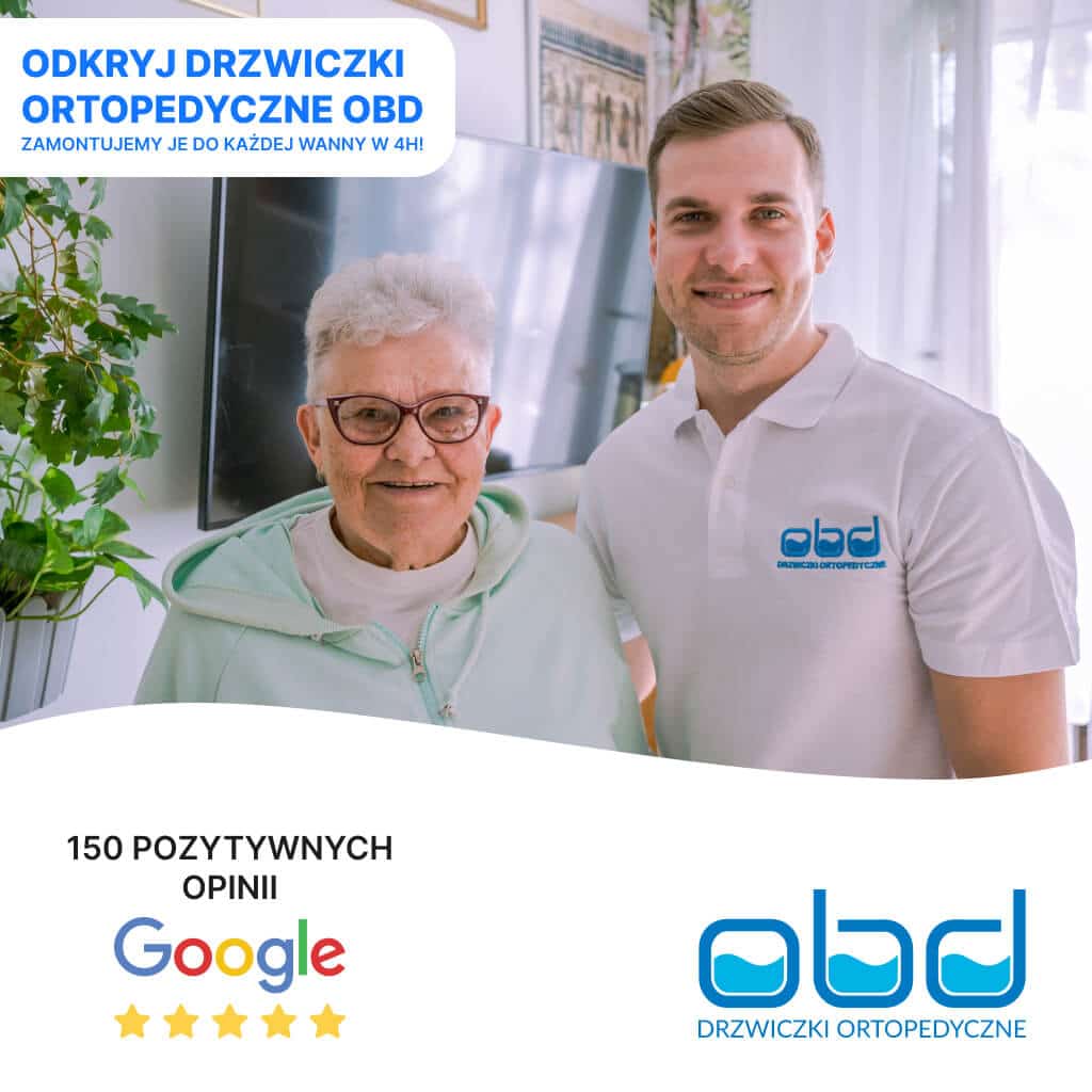 Drzwiczki OBD zadowolona seniorka i montażysta